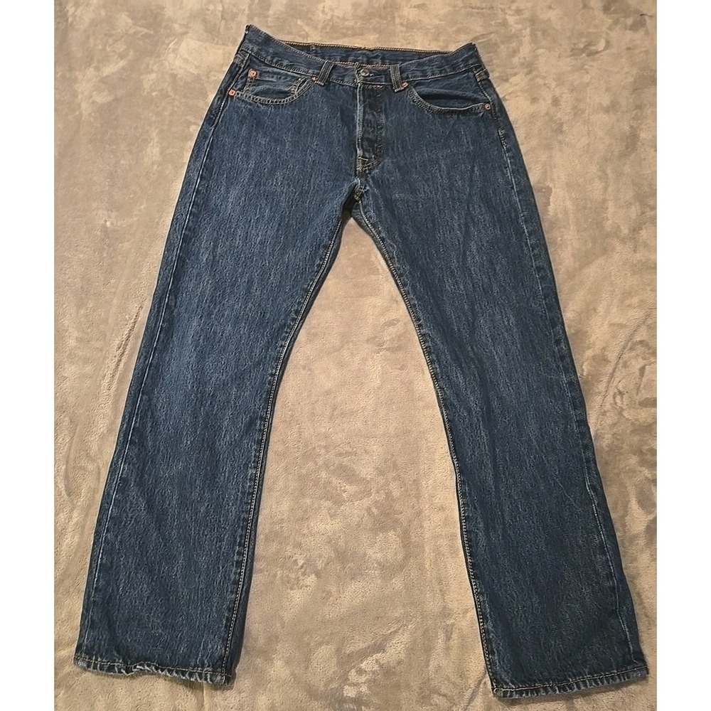 Levis 501 Button Fly Jeans Dark Blue 32x30 Y2K - Picture 2 of 11